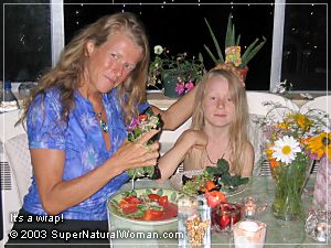 Katherine and Kaelin eating wraps