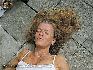 Katherine drying hair