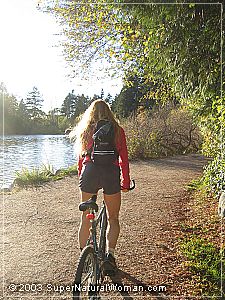 Katherine riding around Lost Lagoon