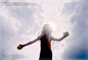 Katherine against clouds